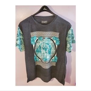 Short Sleeve Egyptian Pharaoh Blue & White Shirt